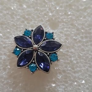 Purple and Blue stone flower Ginger Snap Button 18MM